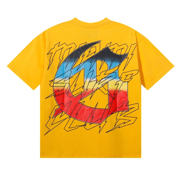 Godspeed Beach Skeleton Surfboard T-Shirt #7073 Yellow/Black/White