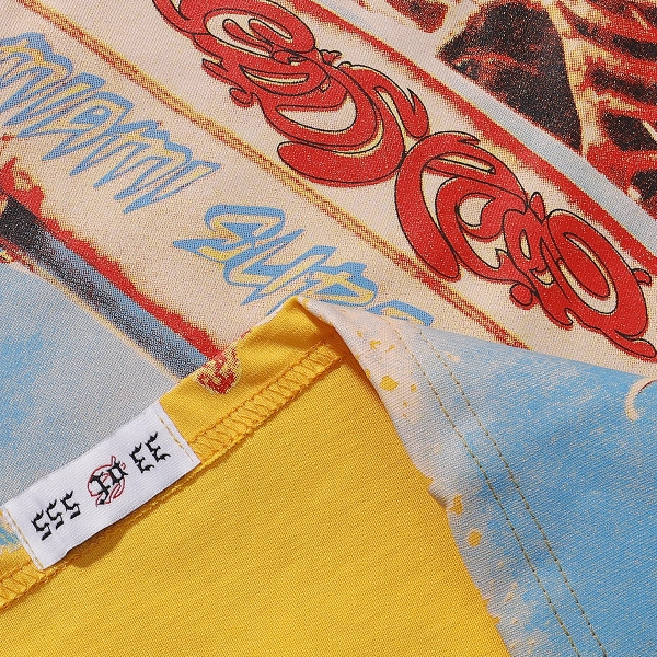 Godspeed Beach Skeleton Surfboard T-Shirt #7073 Yellow/Black/White