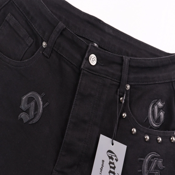 Godspeed Personalized Street Style Denim Embroidered Shorts #8660 Black