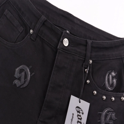 Godspeed Personalized Street Style Denim Embroidered Shorts #8660 Black 02