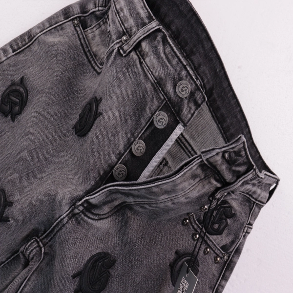 Godspeed Personalized Street Style Denim Embroidered Shorts #8660 Smoky Gray