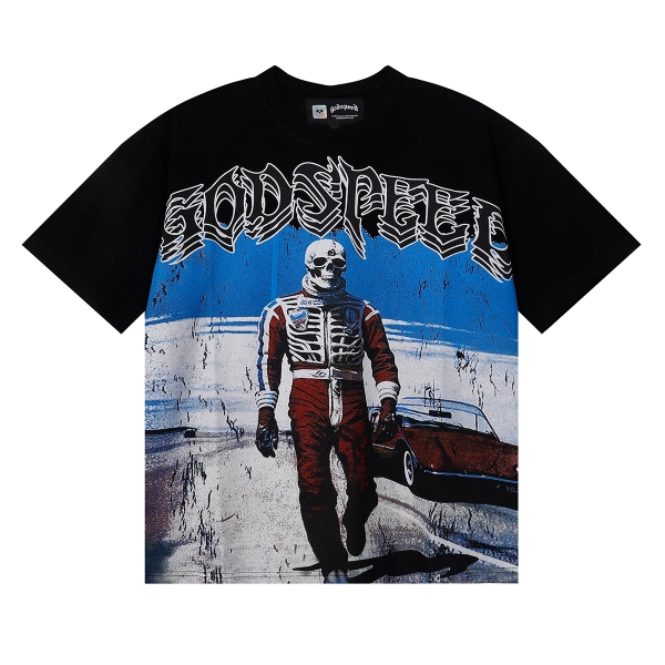 Godspeed Skele Rarri T-shirt #7069 Red/Black/White