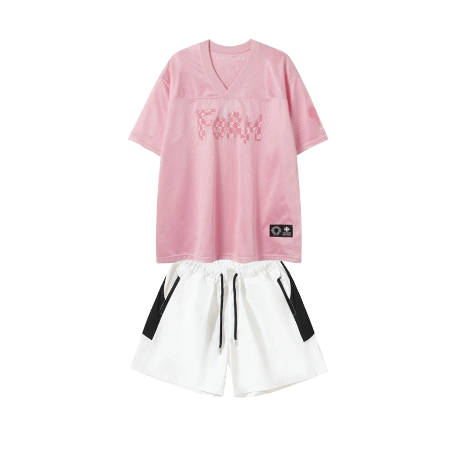 Chrome Hearts x Matty Boy Team Mesh Warm Up T-Shirt #9996-1 Pink + Hellstar Leisure Sports Summer Outdoor Beach Short #765 White