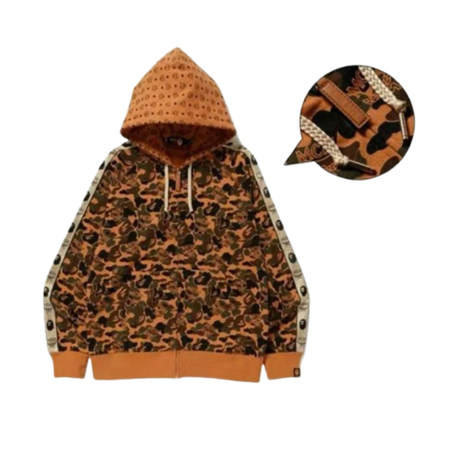 MCN & Bape Camo Zip Hoodie Brown