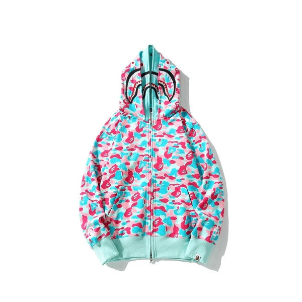 Bape Miami Co-Branded Double Hooded Shark Head Zip Hoodie