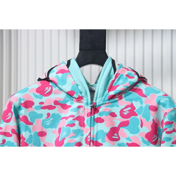 Bape Miami Co-Branded Double Hooded Shark Head Zip Hoodie