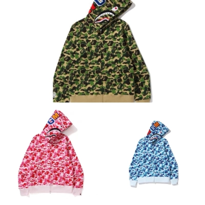 Bape ABC Camo Shark Zip Hoodie Blue/Pink/Green 01