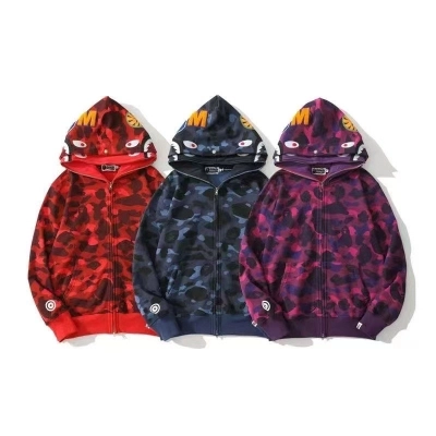 Bape Classic Double Hoodie Full Zip Hoodie Blue/Red/Purple 01