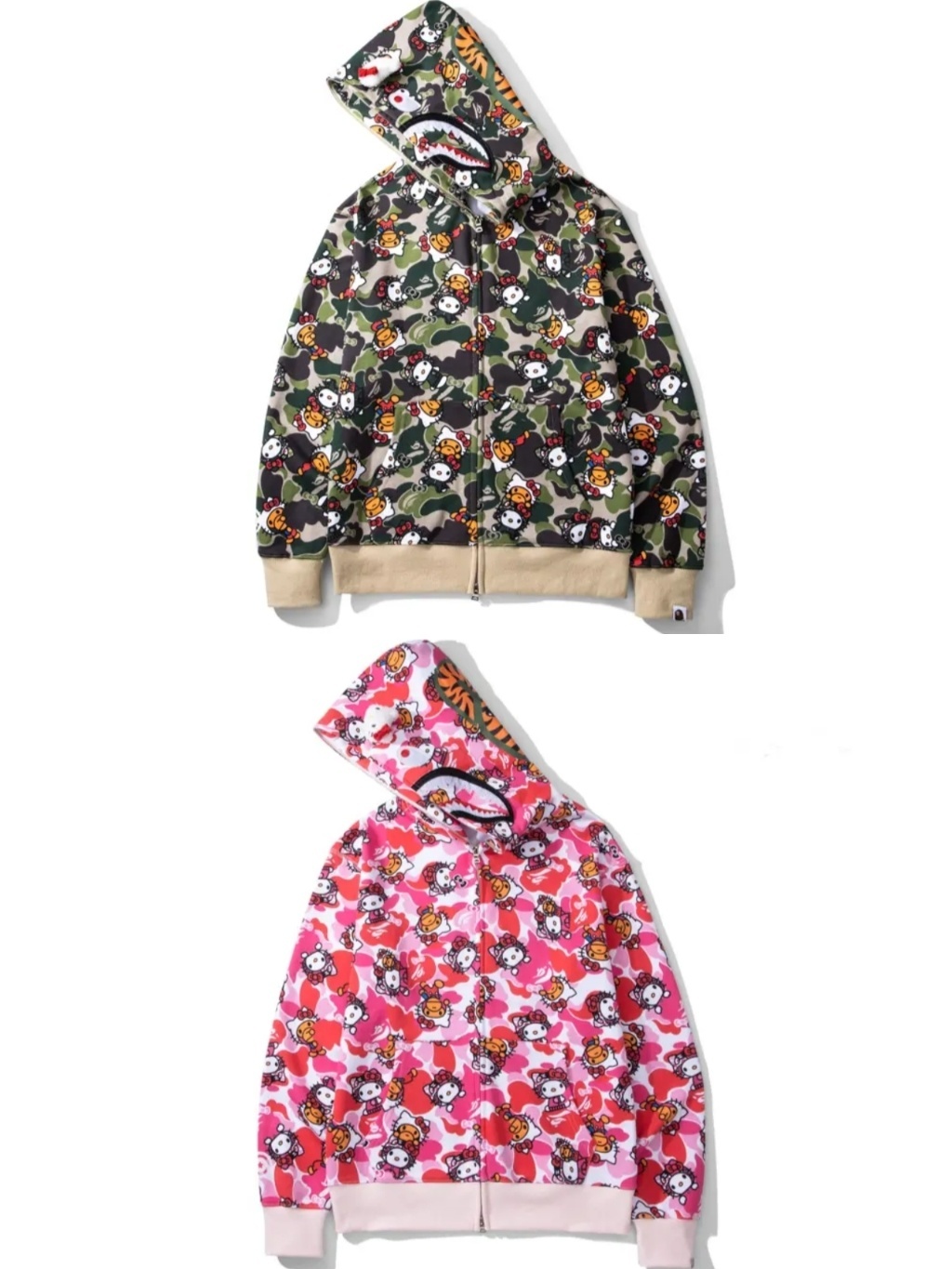 Bape Doll Panda KT Full Zip Hoodie Pink/Green