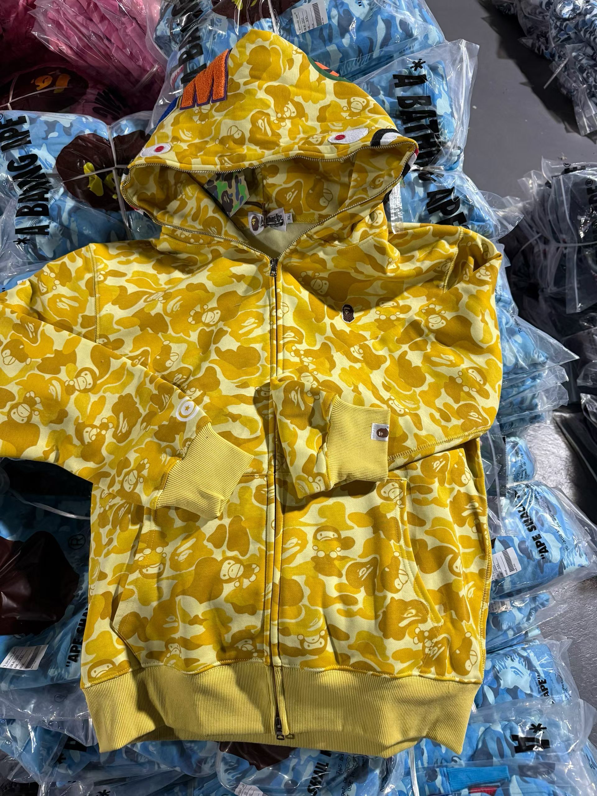 Bape Embroidered Golden Monkey Full-Zip Hoodie