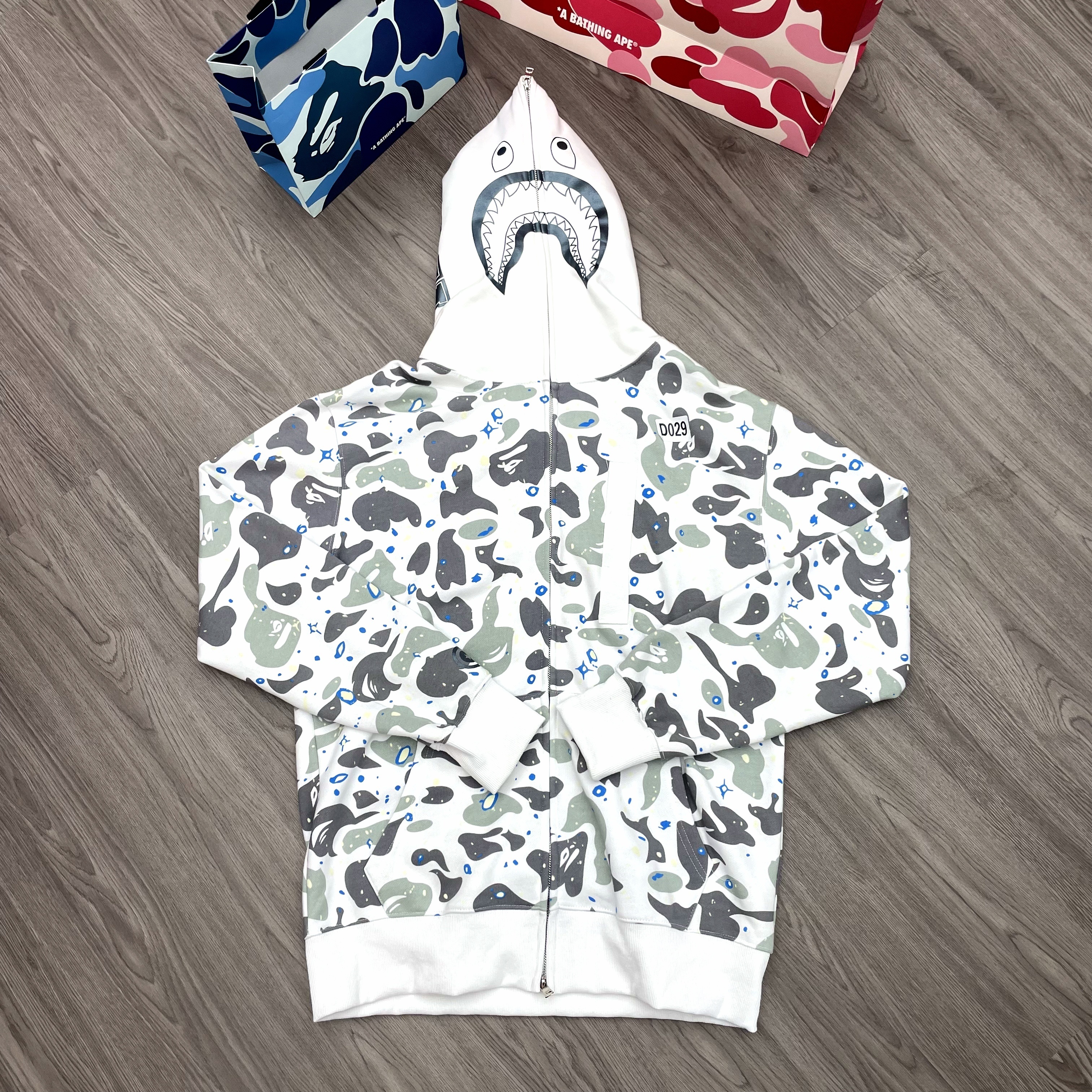 Bape Full Zip Hoodie Starry White 439