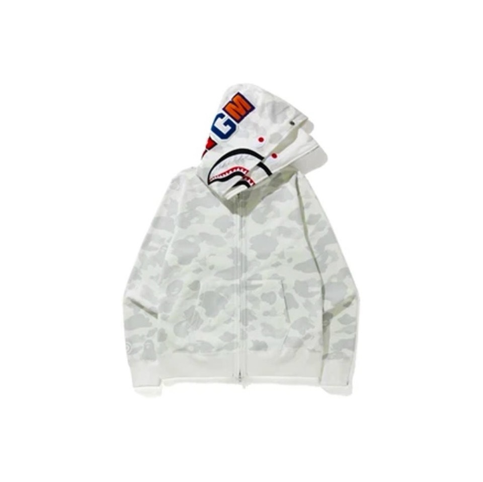 Bape Luminous Double Hoodie Full Zip Hoodie Black/White