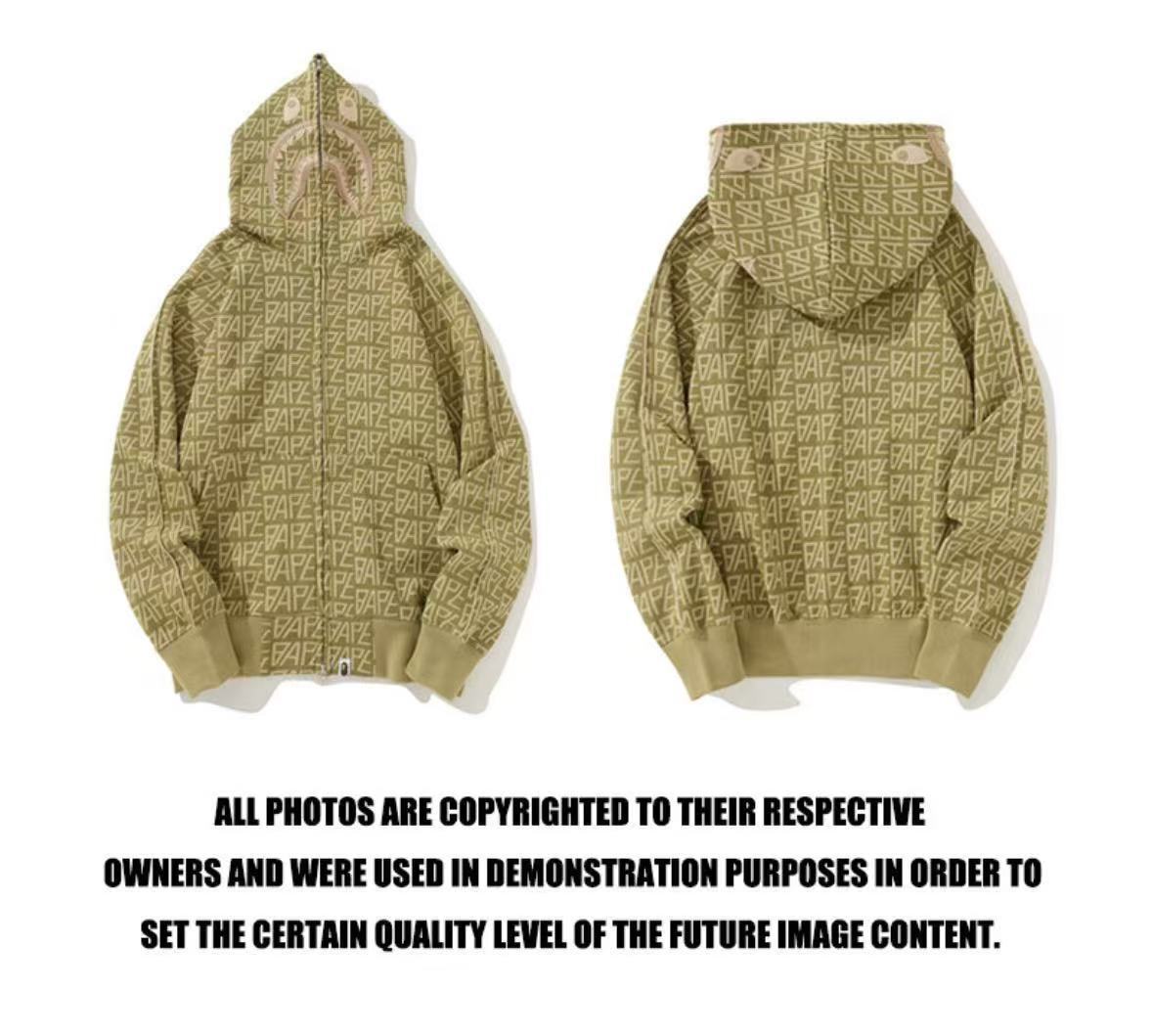 Bape New Full Print Hooded Zip-Up Hoodie Khaki 6810