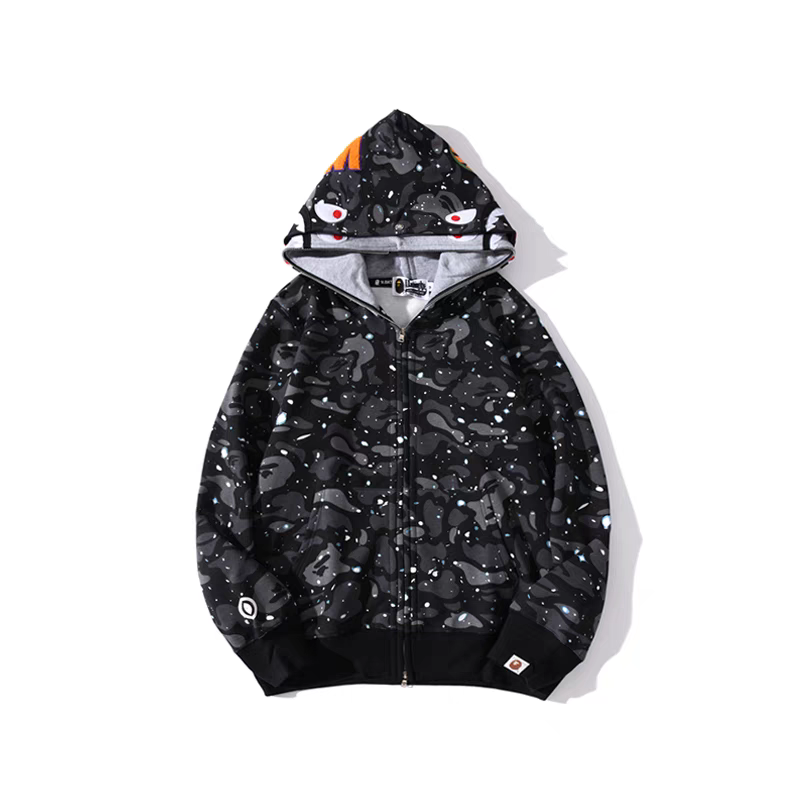 Bape Starry Sky Double Hoodie Full Zip Hoodie Black/White