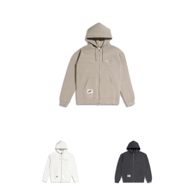 Bape Thunderbolt Simple Full Zip Hoodie Black/White/Khaki 01