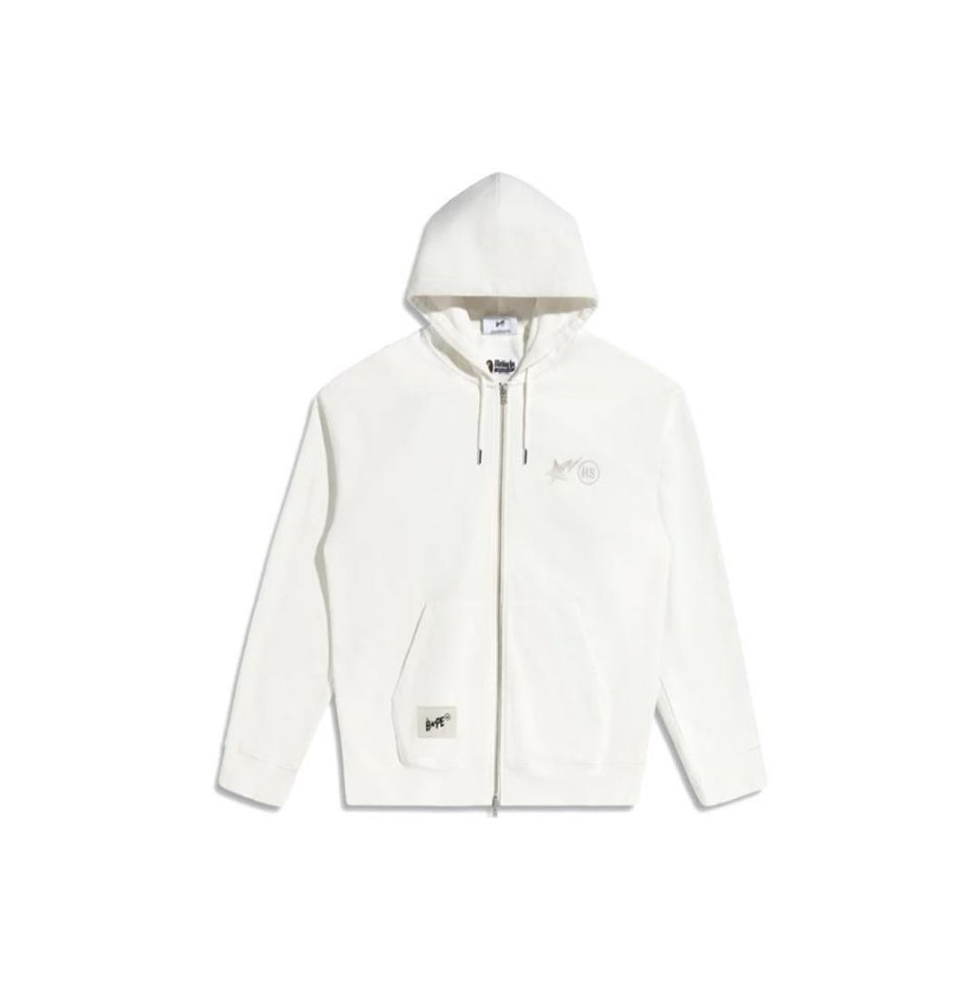 Bape Thunderbolt Simple Full Zip Hoodie Black/White/Khaki