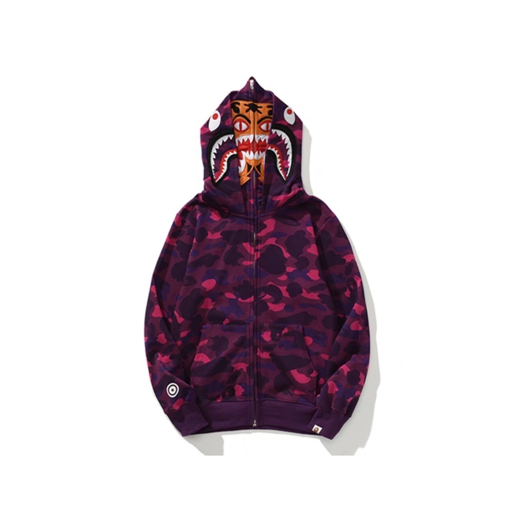 Bape Tiger Head Double Full Zip Hoodie Black/Blue/Red/Purple