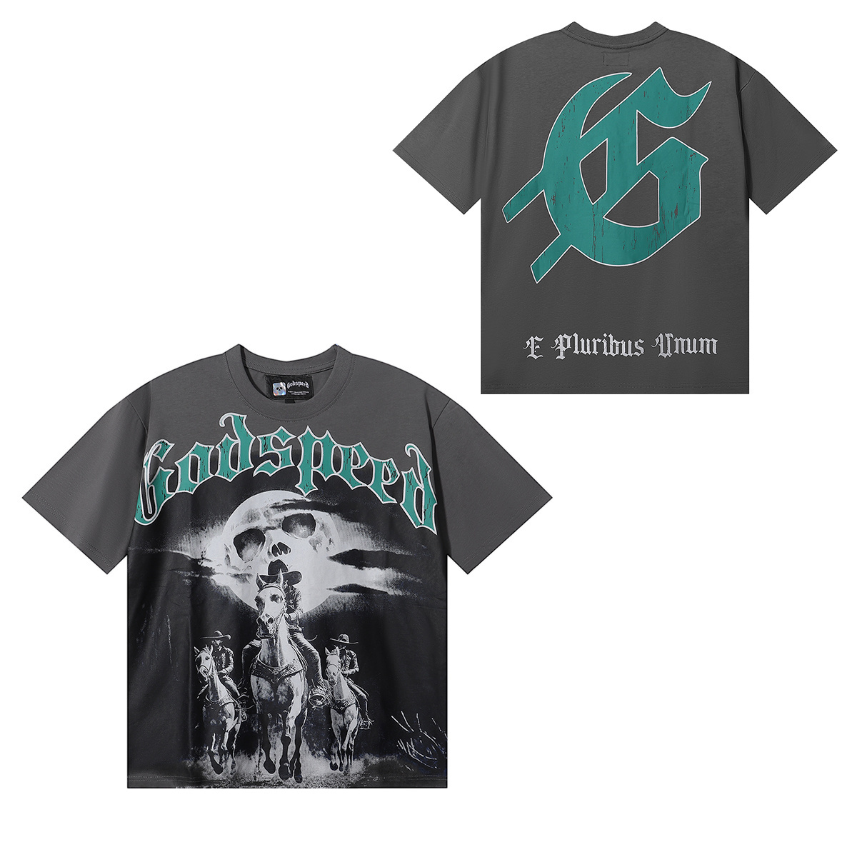 copy of Godspeed Los Angeles Hollywood Wildfire Print T-shirt #7006 Black/White