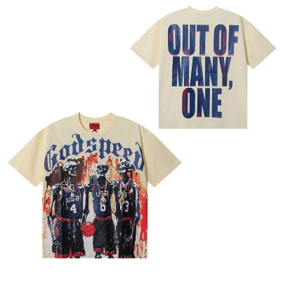 Godspeed Basketball Dream Team Trident Print T-Shirt #7003 Black/Apricot 02