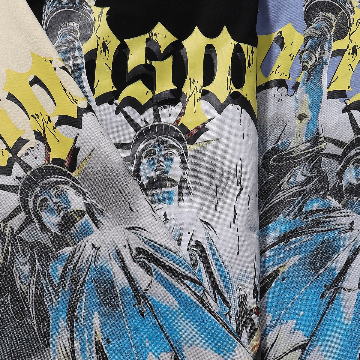 Godspeed Statue of Liberty Print T-shirt #7002 Black/Beige/Blue