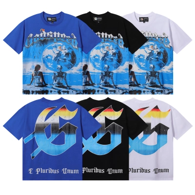 Godspeed Tech Human Earth Print T-shirt #7008 Black/White/Blue 01