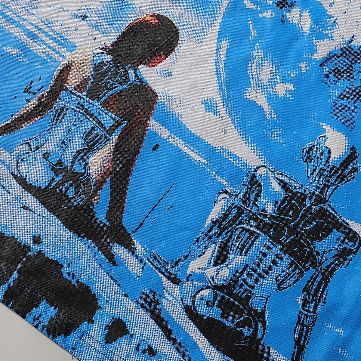 Godspeed Tech Human Earth Print T-shirt #7008 Black/White/Blue