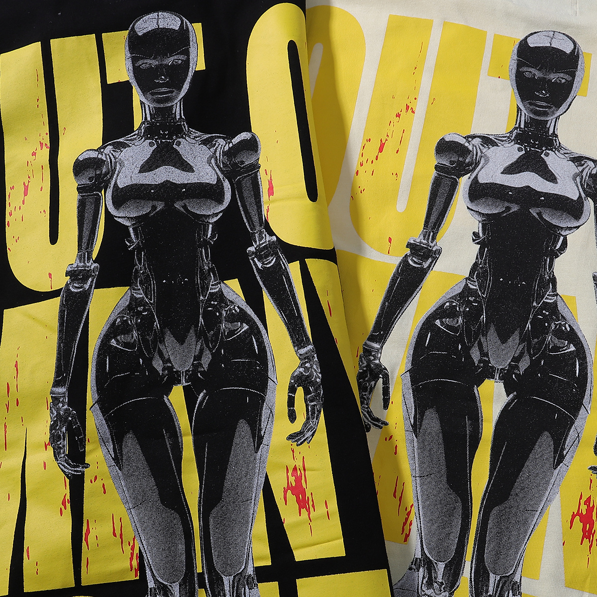 Godspeed Tech Robot Print T-Shirt #7007 Black/Apricot