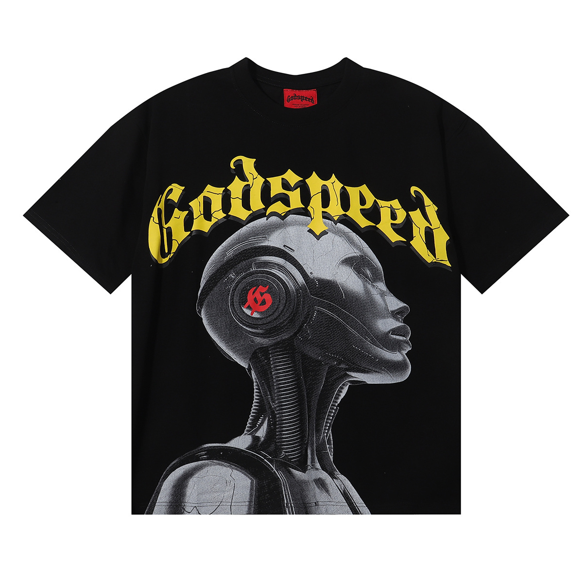 Godspeed Tech Robot Print T-Shirt #7007 Black/Apricot