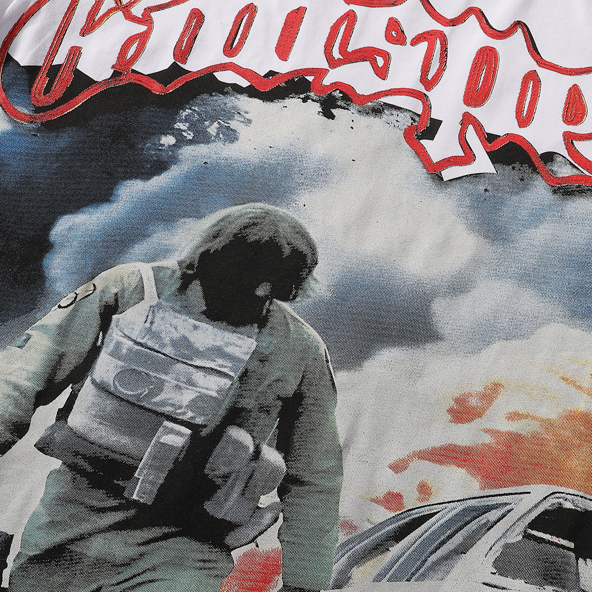 Godspeed War and Flames Car Print T-shirt #7010 Black/White