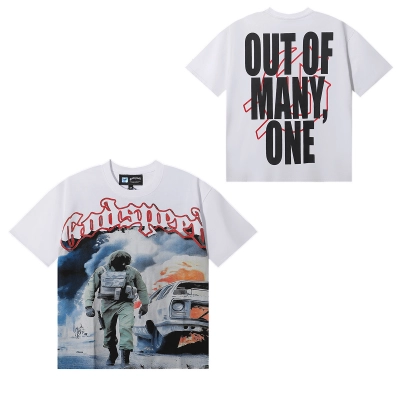 Godspeed War and Flames Car Print T-shirt #7010 Black/White 02