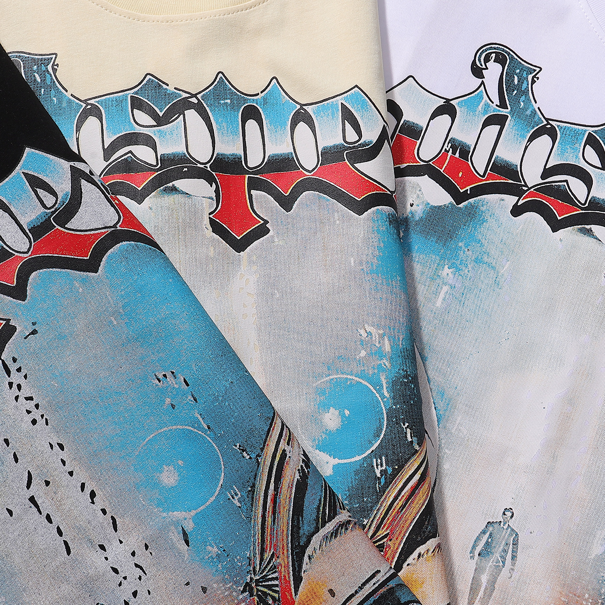 Godspeed Astronaut Robot Print T-shirt #7031 Black/Apricot/White