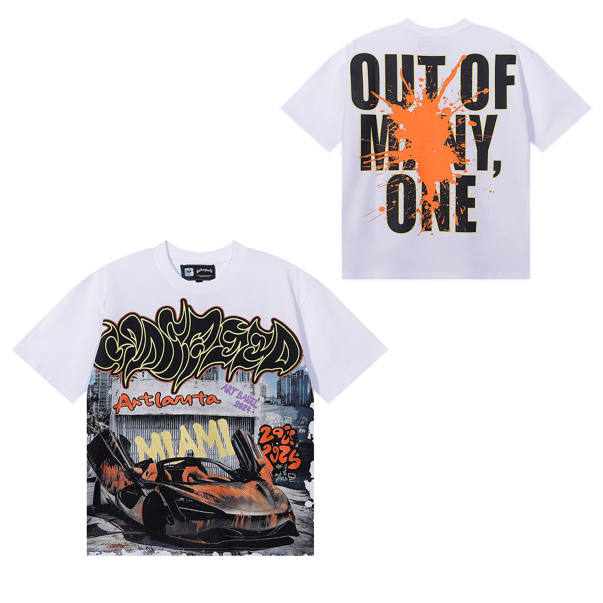 Godspeed Atlanta Limited Edition Supercar Print T-Shirt #7050 Black/White/Green