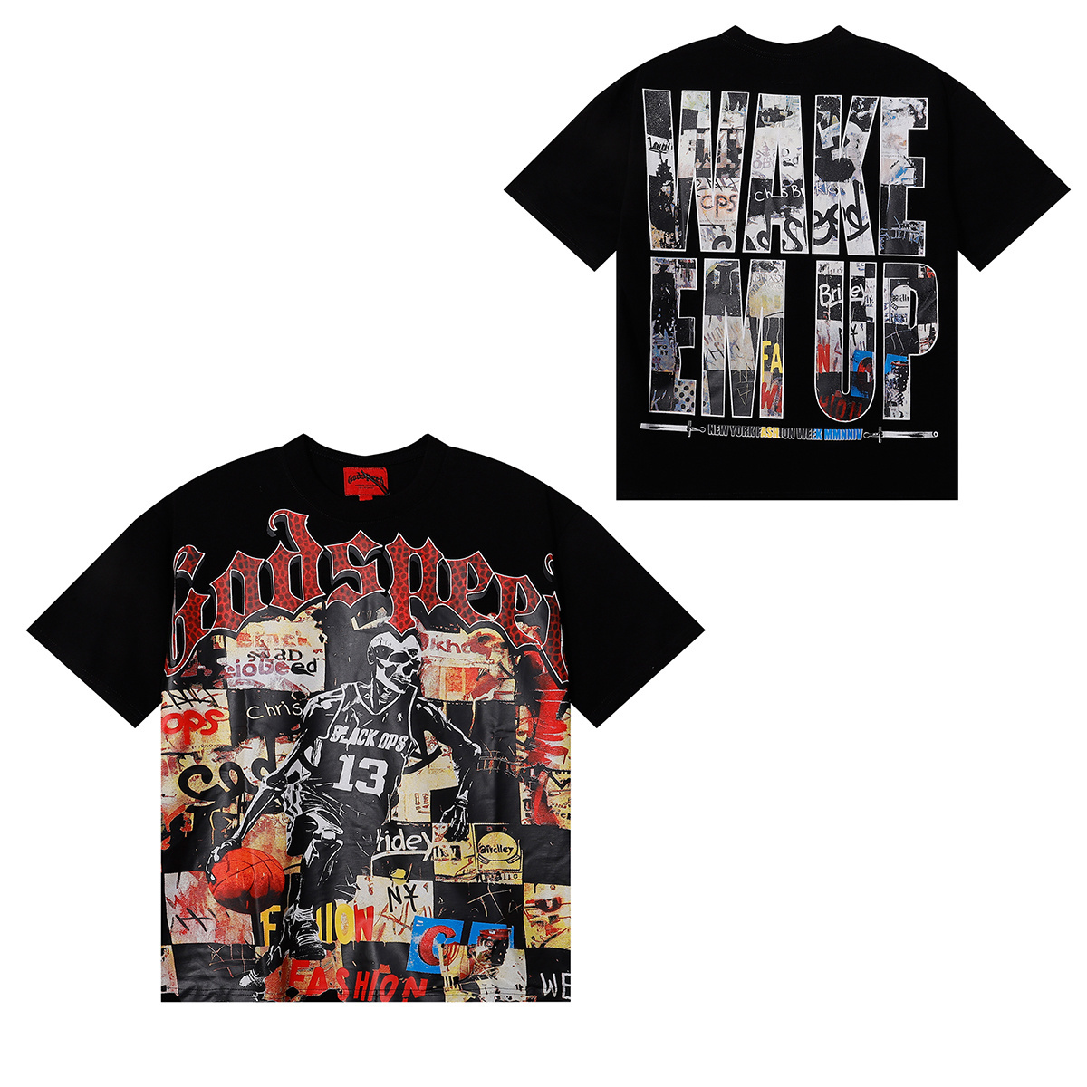 Godspeed Basketball #13 Player Poster Print T-Shirt #7055 Black/Apricot