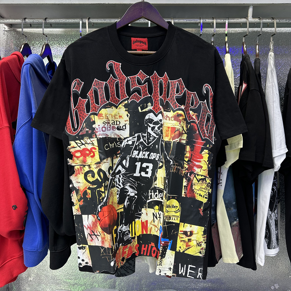 Godspeed Basketball #13 Player Poster Print T-Shirt #7055 Black/Apricot