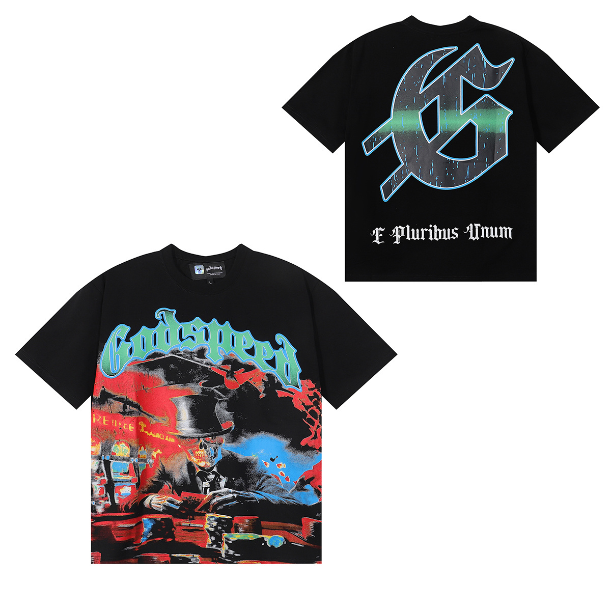 Godspeed Card Magician Print T-Shirt #7026 Black/White