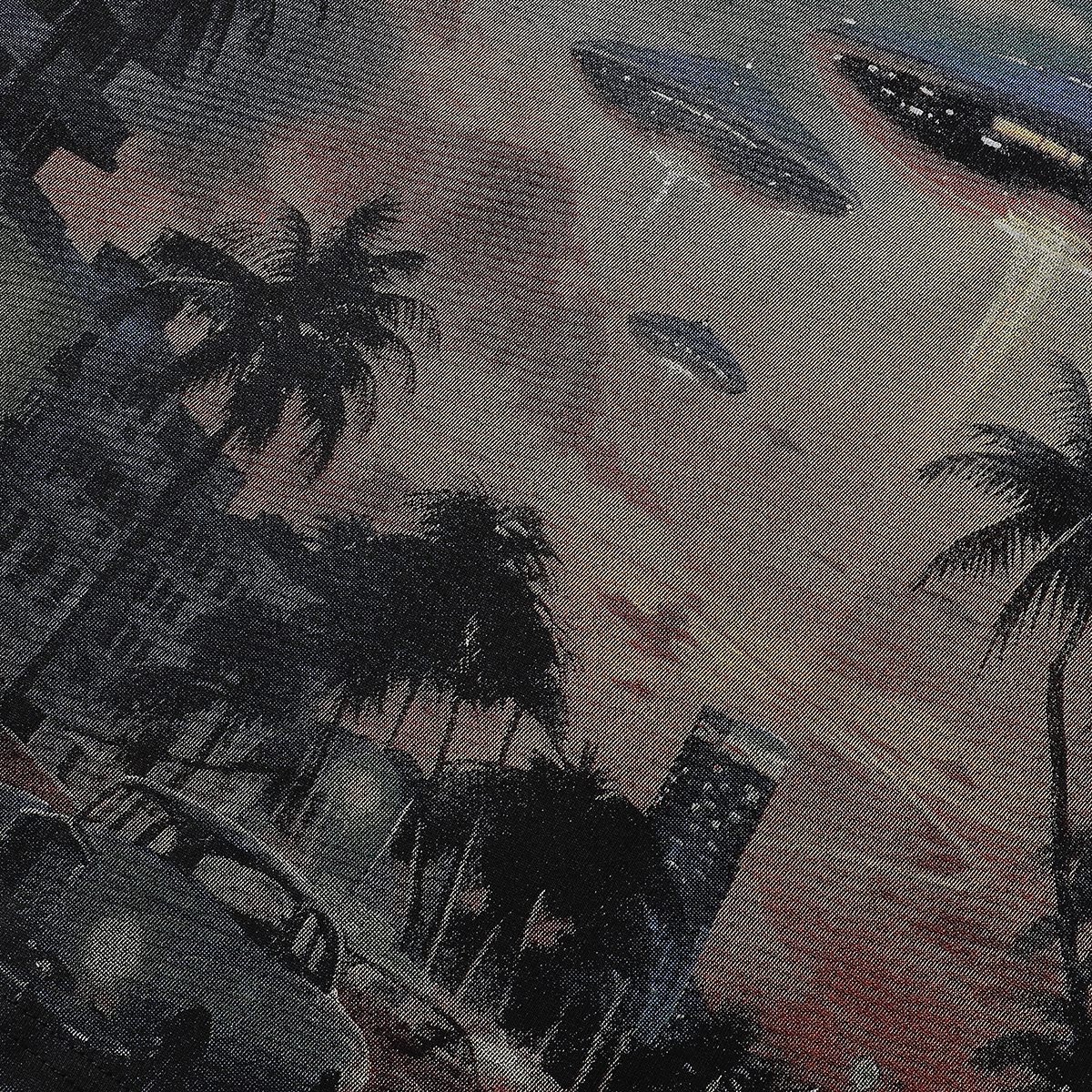 Godspeed City UFO Print T-shirt #7039 Black/Apricot