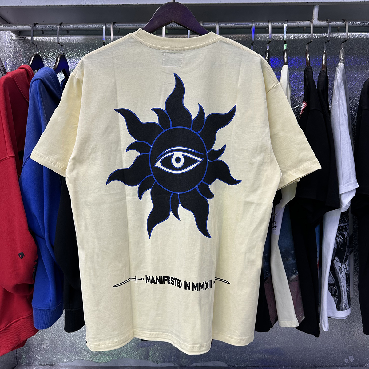 Godspeed City UFO Print T-shirt #7039 Black/Apricot