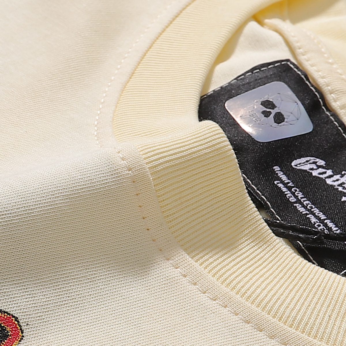 Godspeed Guitar Skull Denim Print T-Shirt #7030 Black/Apricot