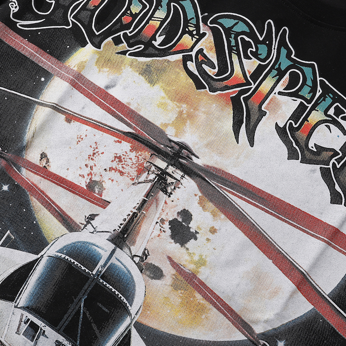 Godspeed Helicopter Print Cotton T-Shirt #7035 Black