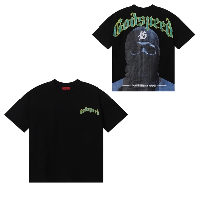 Godspeed Masked Print T-Shirt #7020 Black/Apricot/White 02