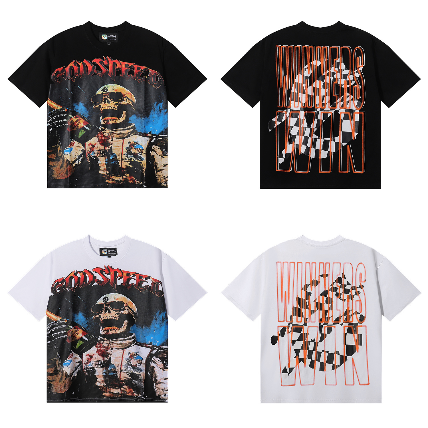 Godspeed Racer F1 Champagne Print T-Shirt #7015 Black/White