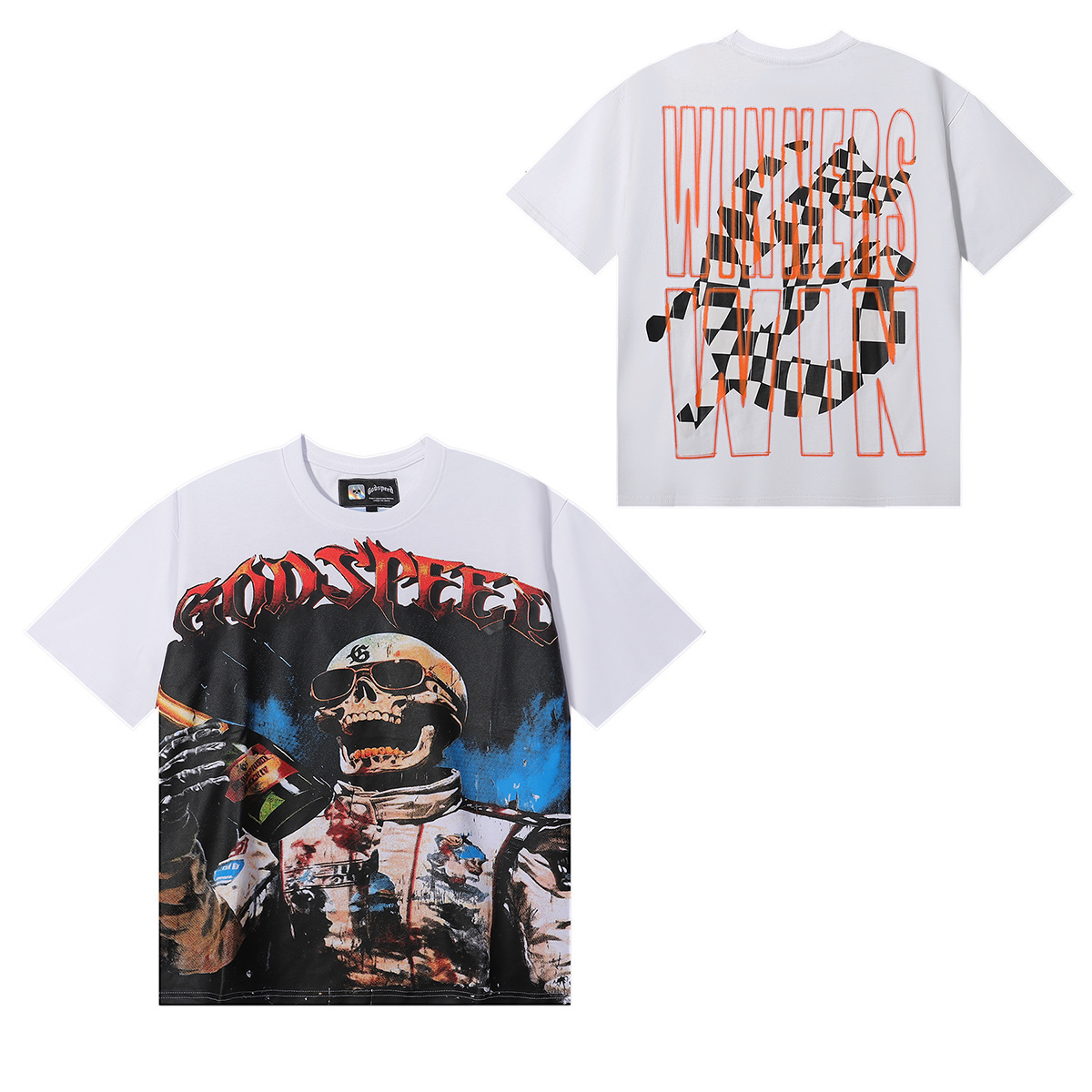 Godspeed Racer F1 Champagne Print T-Shirt #7015 Black/White