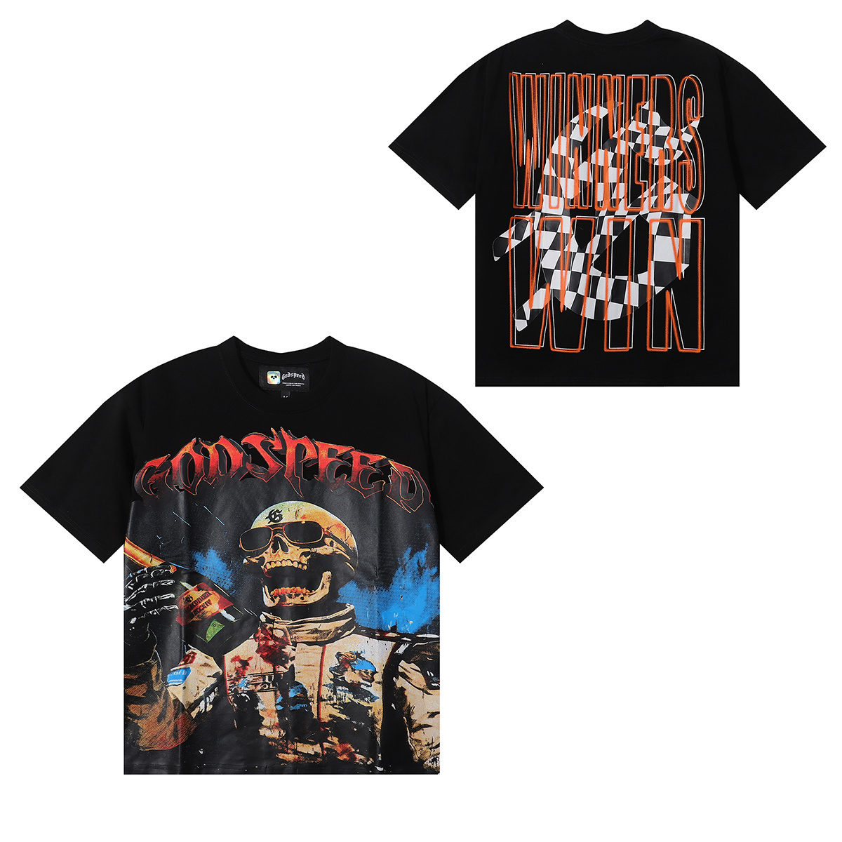 Godspeed Racer F1 Champagne Print T-Shirt #7015 Black/White