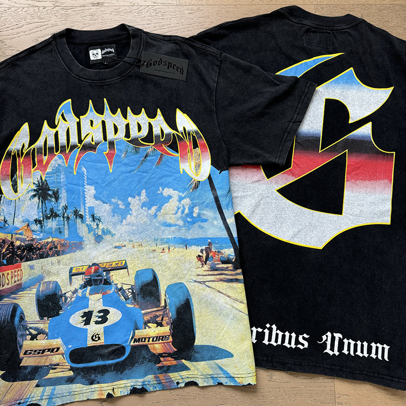 Godspeed Racing No. 13 Cotton T-Shirt #1110 Black