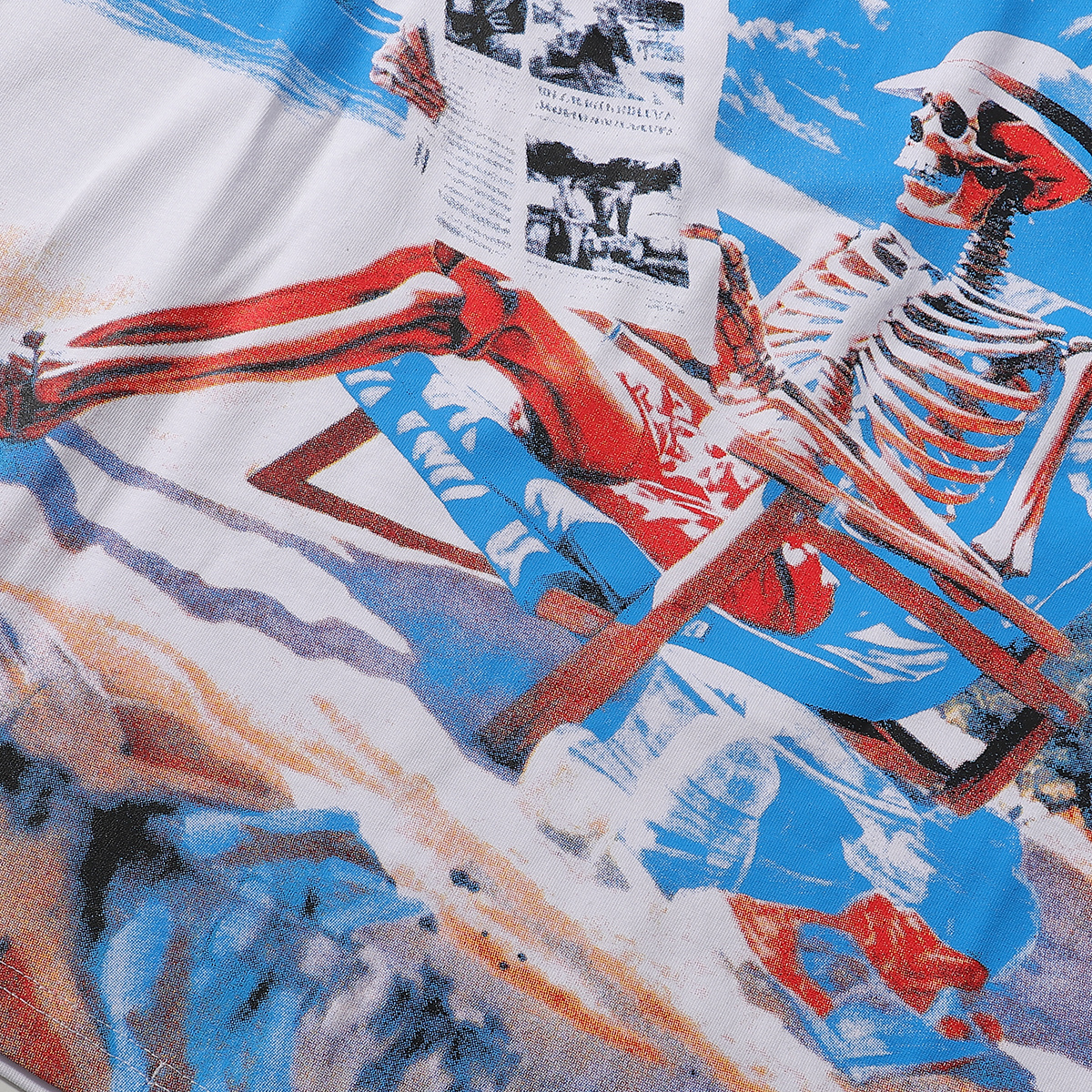 Godspeed Relaxed Beach Skull Print T-Shirt #7021 Black/White