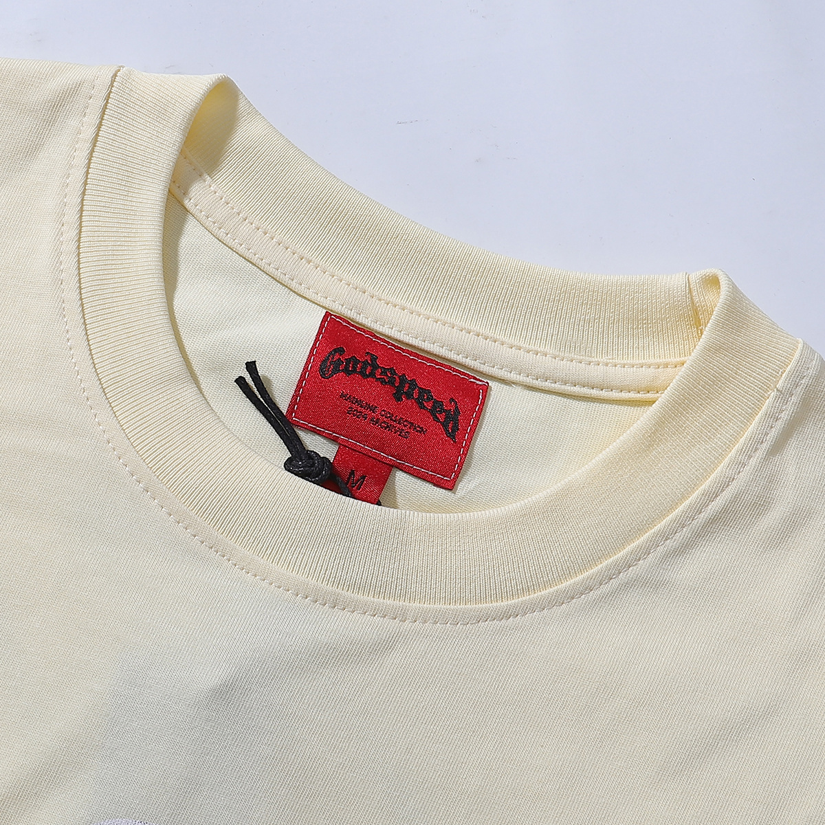 Godspeed Skateboard Skull Print T-Shirt #7018 Black/Apricot/White