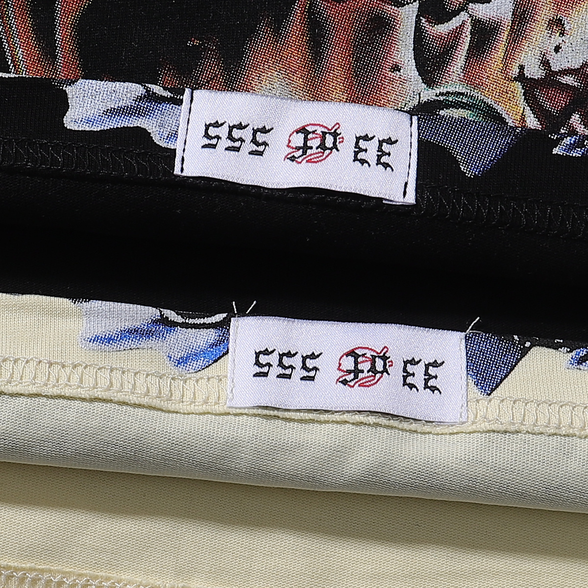 Godspeed Skull and Rose Print T-Shirt #7012 Black/Apricot