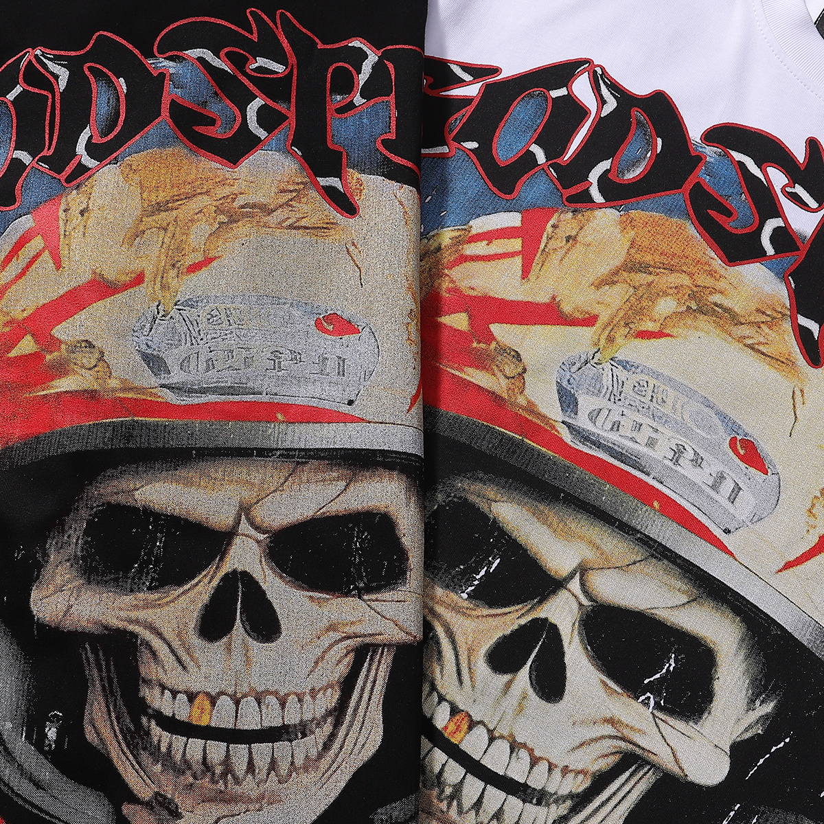 Godspeed Skull Astronaut Print T-Shirt #7009 Black/White