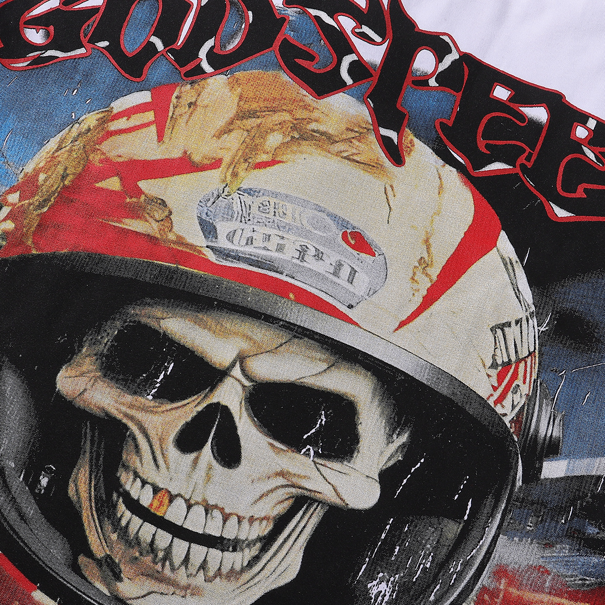 Godspeed Skull Astronaut Print T-Shirt #7009 Black/White