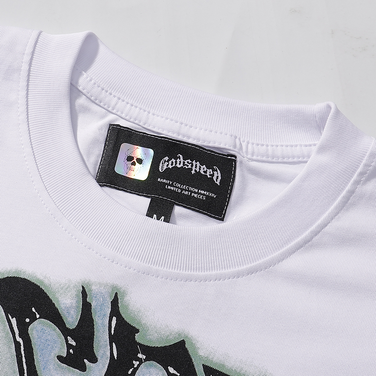 Godspeed Skull Marine Corps Print T-Shirt #7052 Black/White